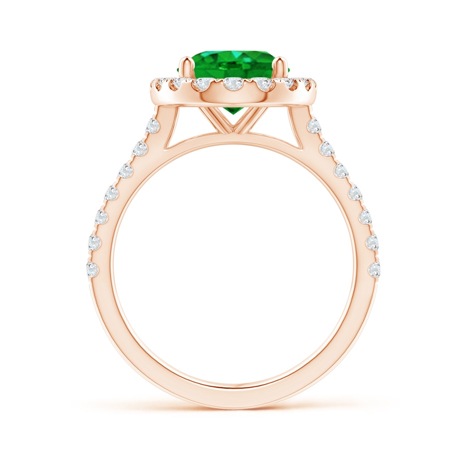 10x8mm AAAA Oval Emerald Halo Ring with Diamond Accents in Rose Gold side 199