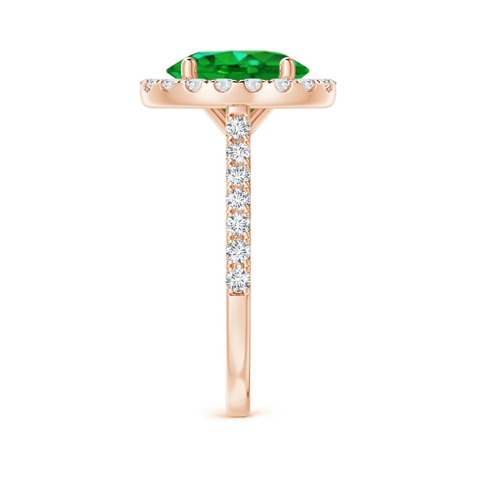 10x8mm AAAA Oval Emerald Halo Ring with Diamond Accents in Rose Gold side 299
