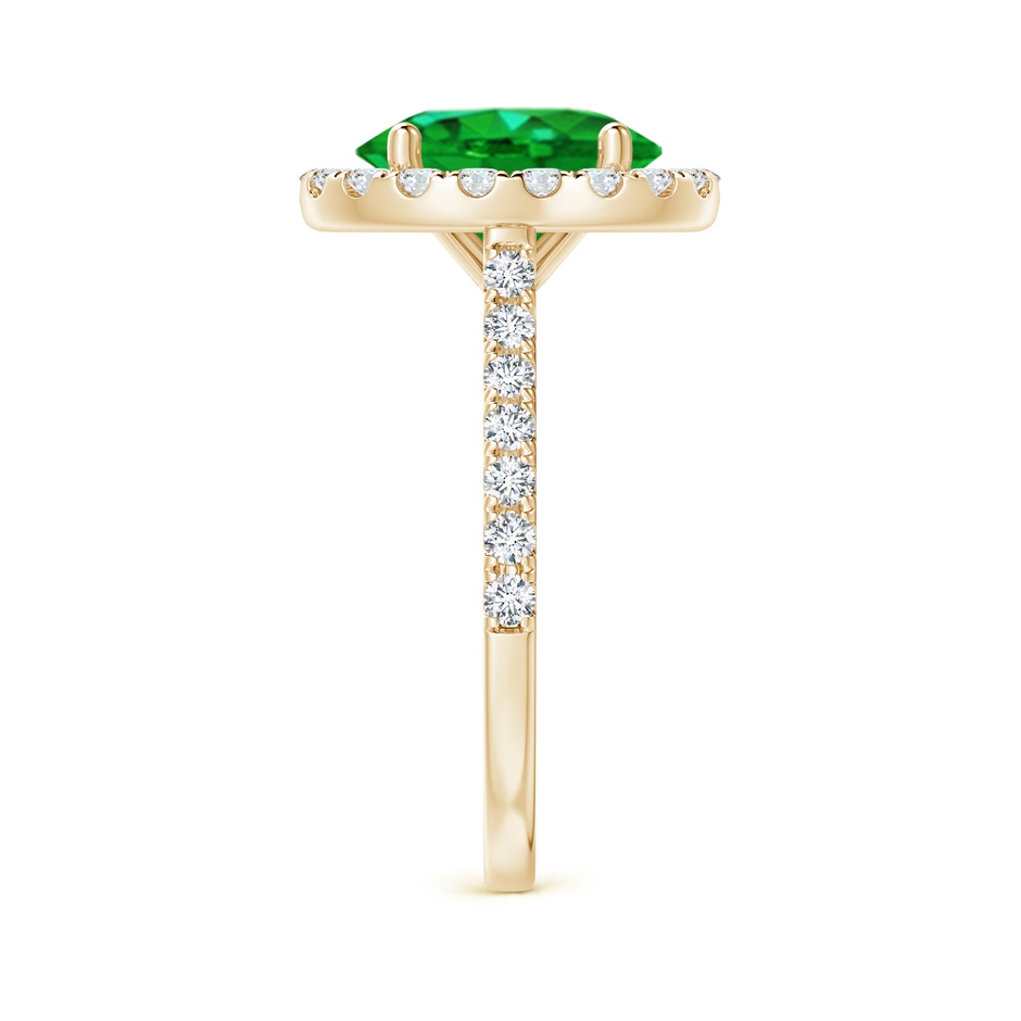 10x8mm AAAA Oval Emerald Halo Ring with Diamond Accents in Yellow Gold side 299