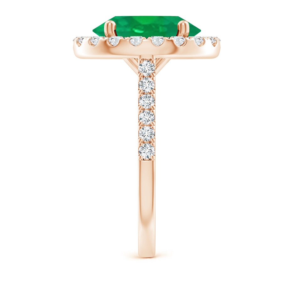 12x10mm AA Oval Emerald Halo Ring with Diamond Accents in Rose Gold side 299
