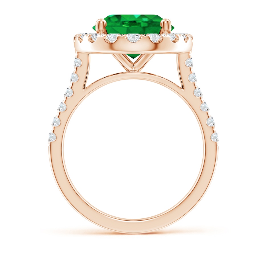 12x10mm AAA Oval Emerald Halo Ring with Diamond Accents in Rose Gold side 199