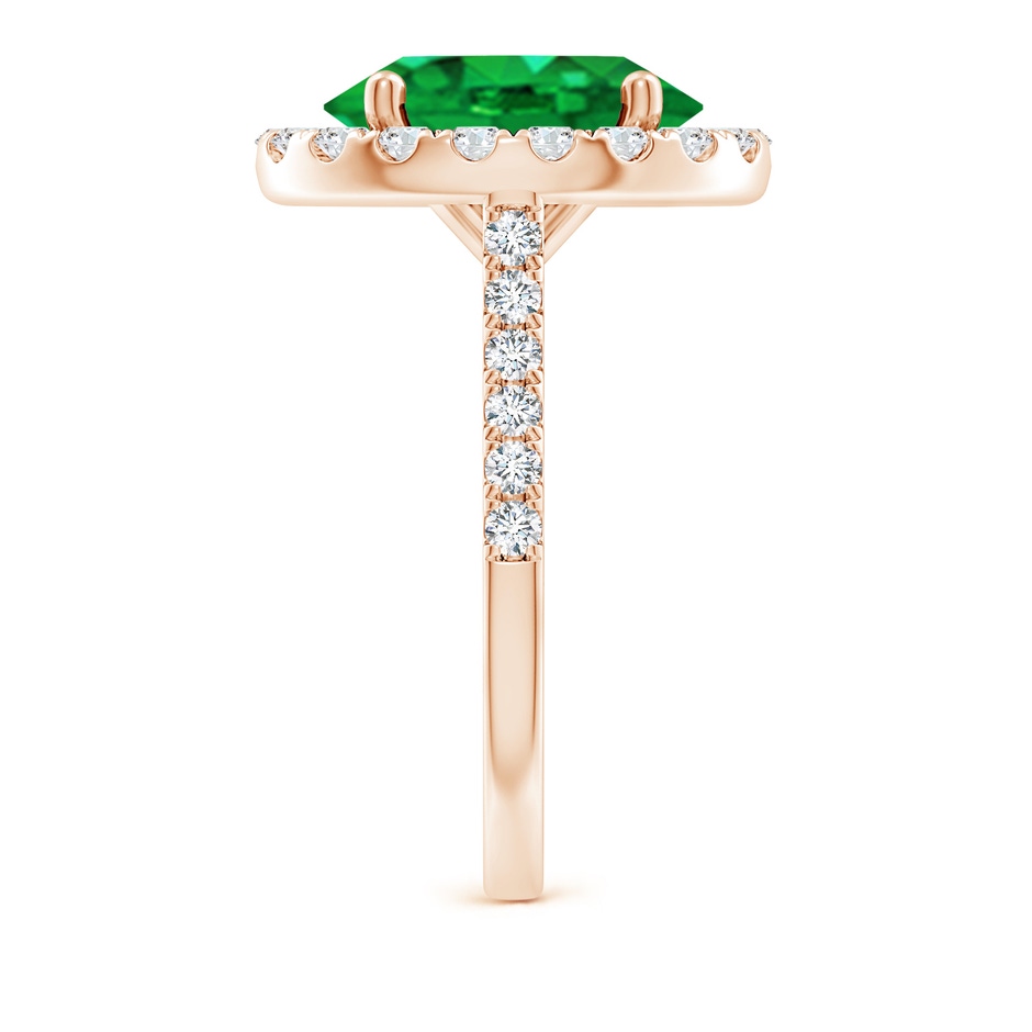 12x10mm AAA Oval Emerald Halo Ring with Diamond Accents in Rose Gold side 299