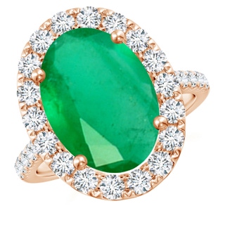14x10mm A Oval Emerald Halo Ring with Diamond Accents in Rose Gold