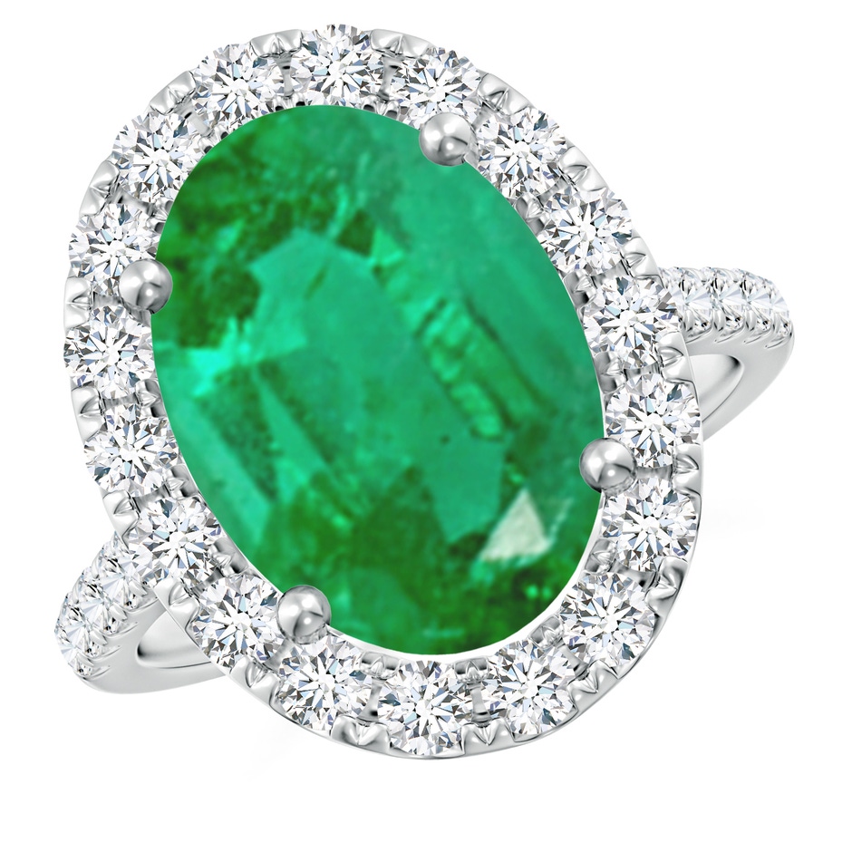 14x10mm AA Oval Emerald Halo Ring with Diamond Accents in P950 Platinum 