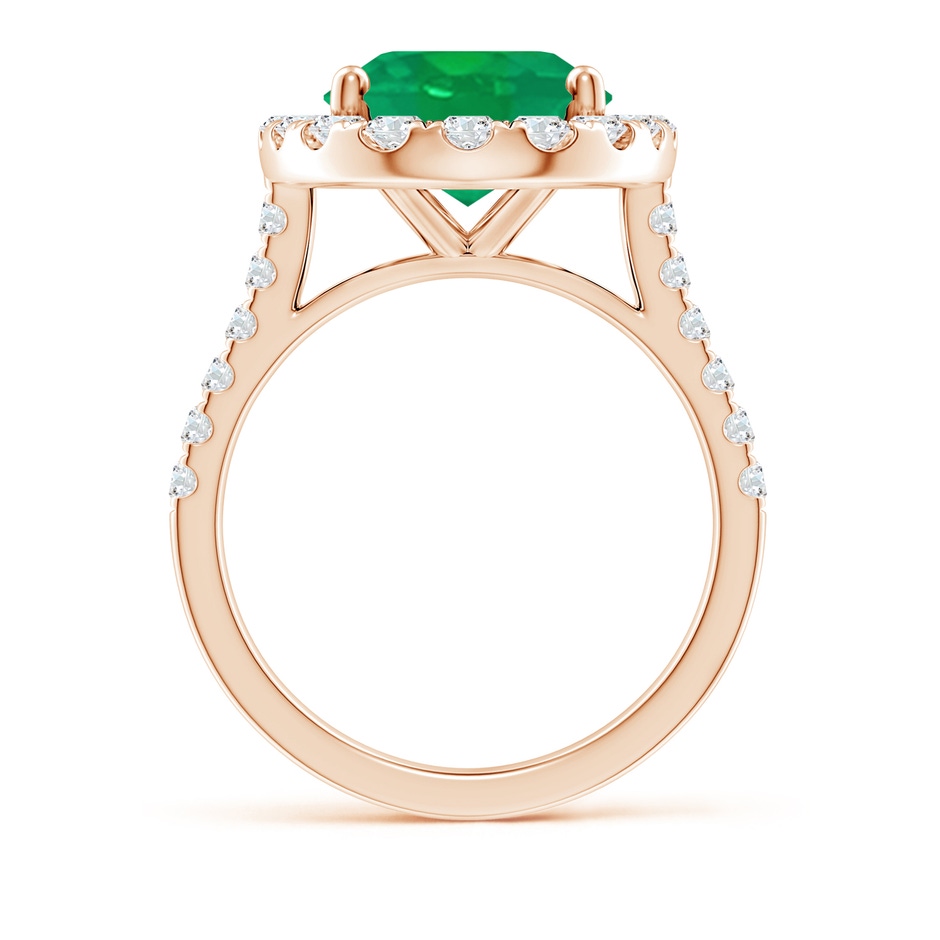 14x10mm AA Oval Emerald Halo Ring with Diamond Accents in Rose Gold side 199