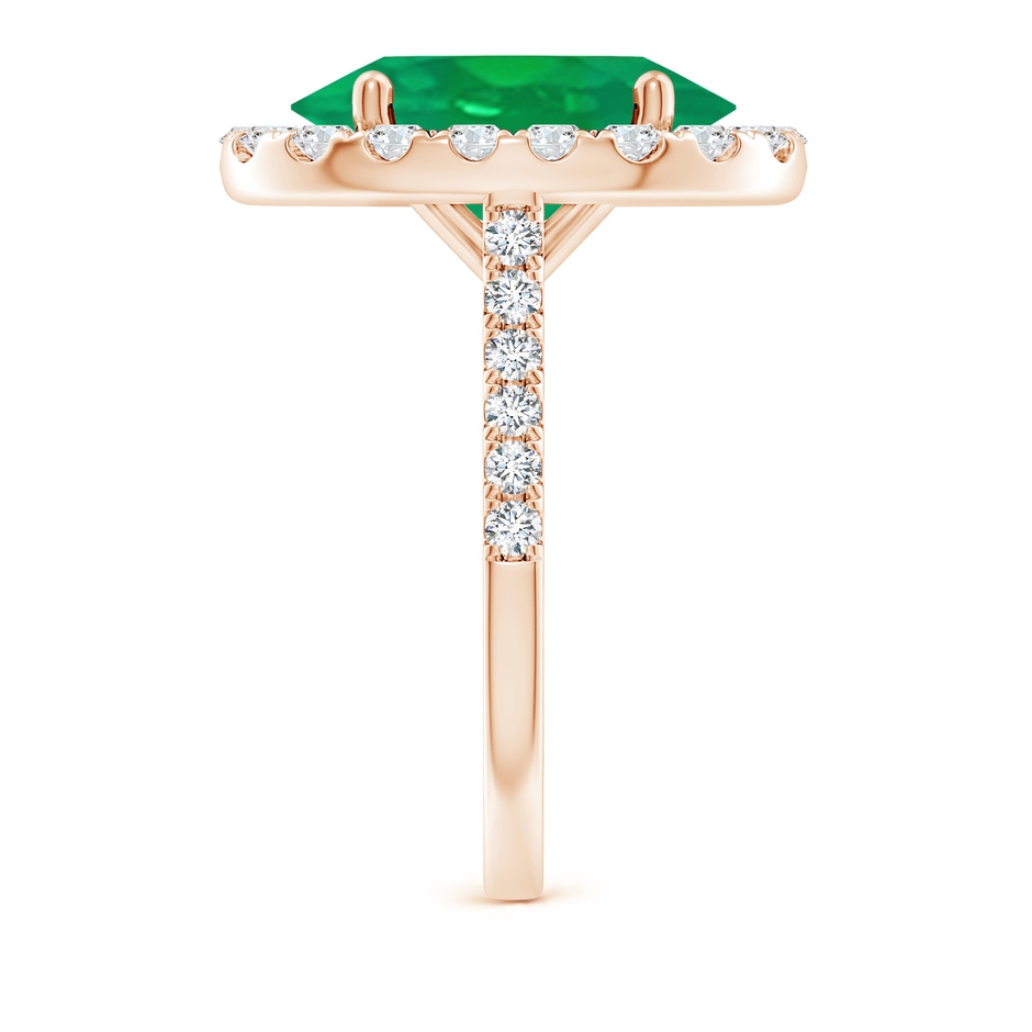 14x10mm AA Oval Emerald Halo Ring with Diamond Accents in Rose Gold side 299