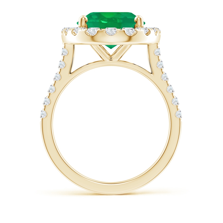 14x10mm AA Oval Emerald Halo Ring with Diamond Accents in Yellow Gold side 199