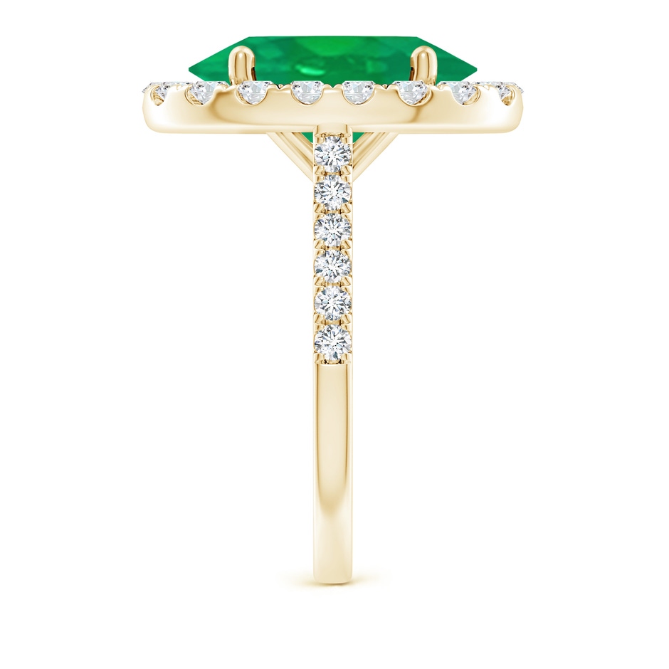14x10mm AA Oval Emerald Halo Ring with Diamond Accents in Yellow Gold side 299