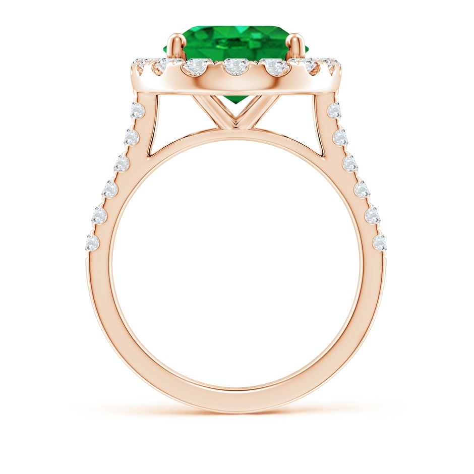 14x10mm AAA Oval Emerald Halo Ring with Diamond Accents in Rose Gold side 199