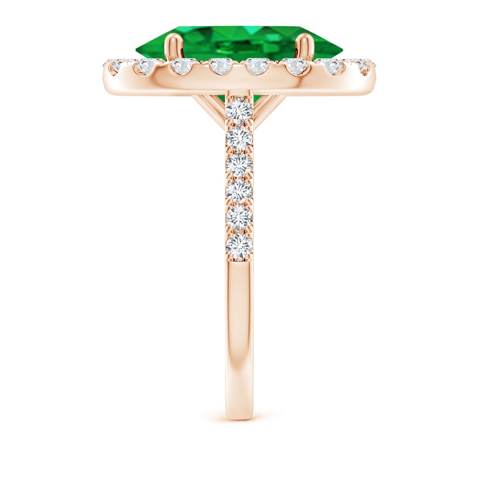 14x10mm AAA Oval Emerald Halo Ring with Diamond Accents in Rose Gold side 299