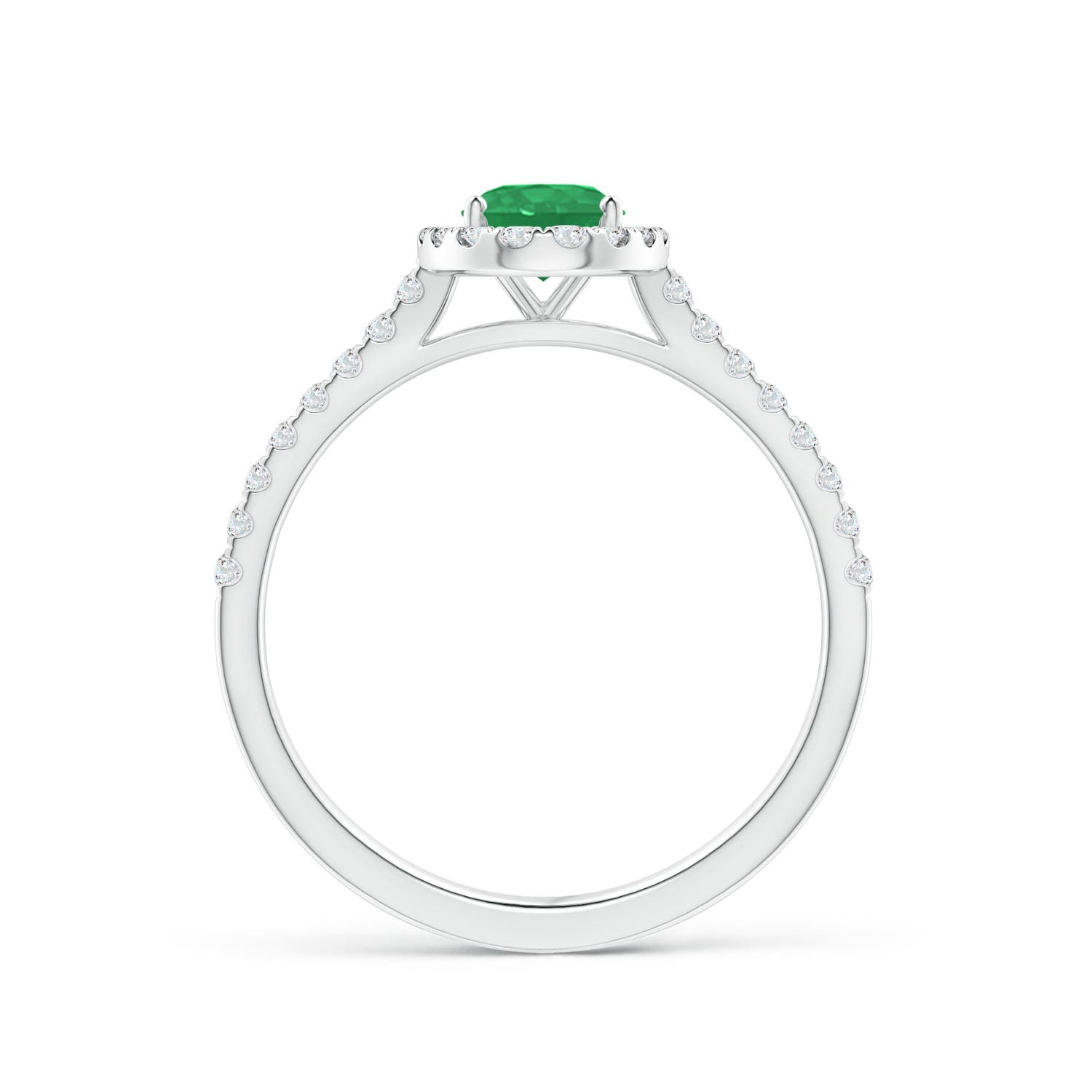 7x5mm A Oval Emerald Halo Ring with Diamond Accents in P950 Platinum