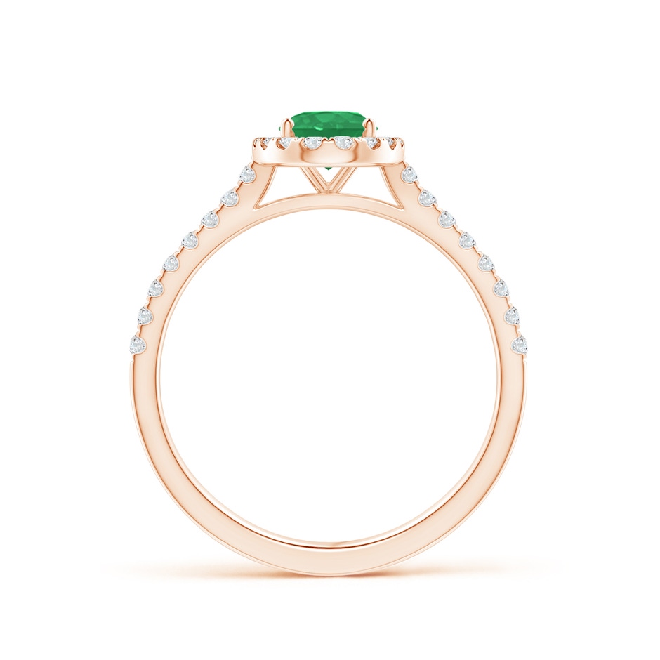 7x5mm A Oval Emerald Halo Ring with Diamond Accents in Rose Gold side 199