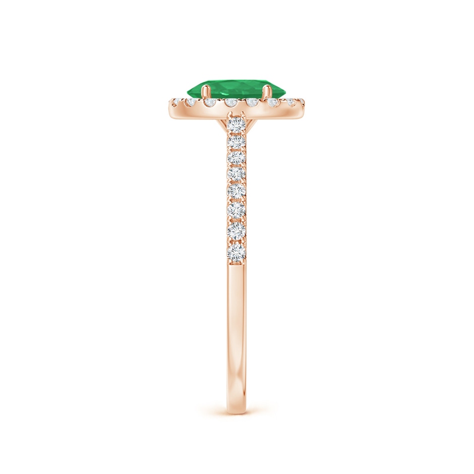 7x5mm A Oval Emerald Halo Ring with Diamond Accents in Rose Gold side 299