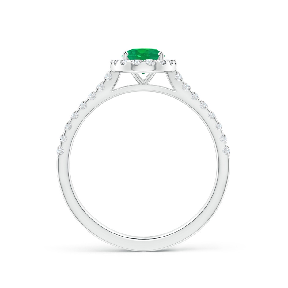 7x5mm AA Oval Emerald Halo Ring with Diamond Accents in White Gold side 199