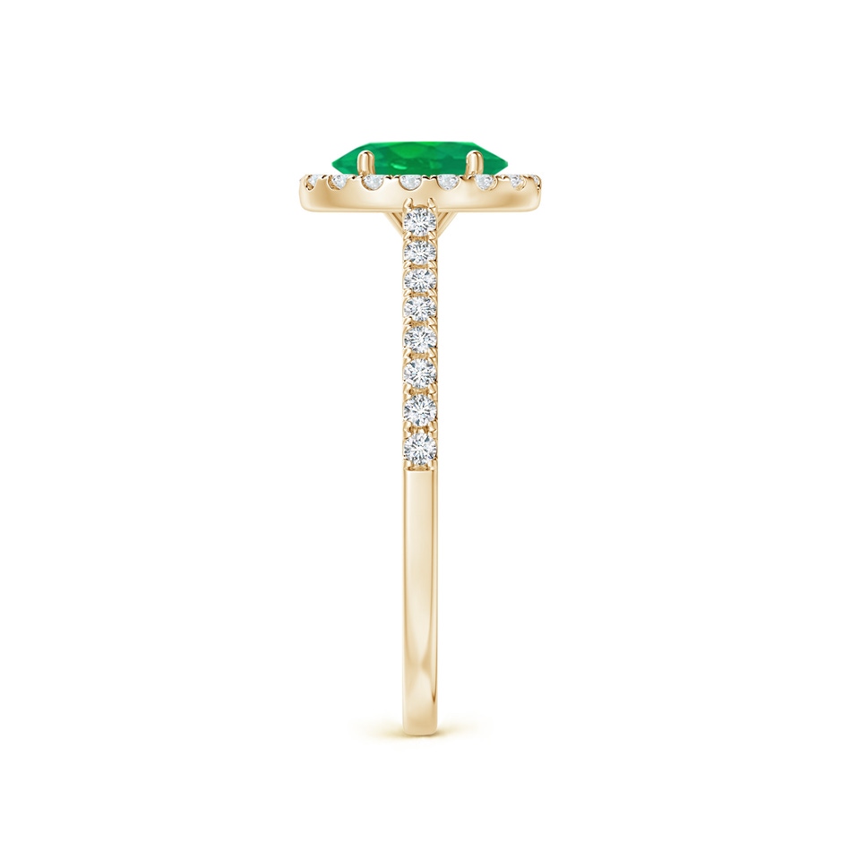 7x5mm AA Oval Emerald Halo Ring with Diamond Accents in Yellow Gold side 299
