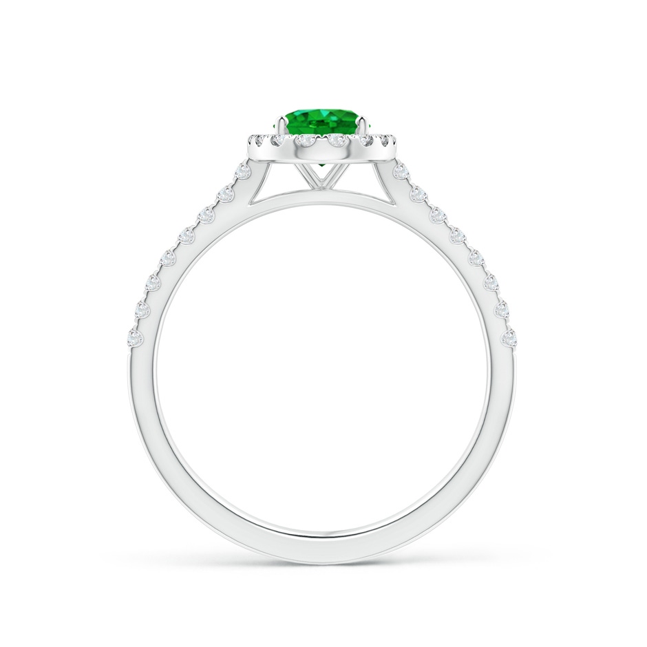7x5mm AAAA Oval Emerald Halo Ring with Diamond Accents in White Gold side 199
