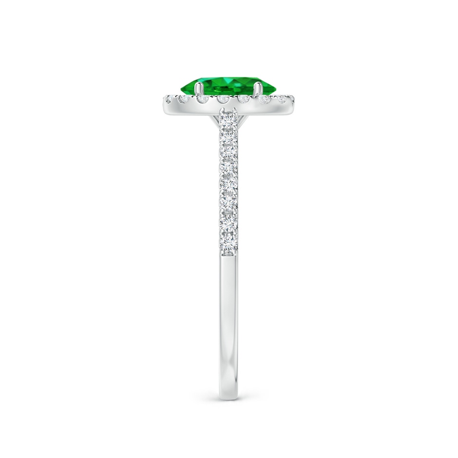 7x5mm AAAA Oval Emerald Halo Ring with Diamond Accents in White Gold side 299