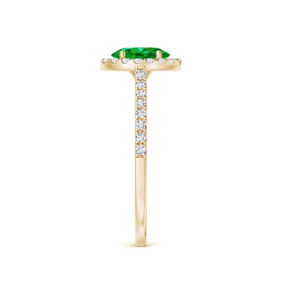 7x5mm AAAA Oval Emerald Halo Ring with Diamond Accents in Yellow Gold side 299