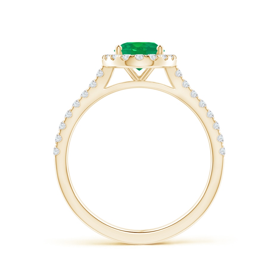 8x6mm AA Oval Emerald Halo Ring with Diamond Accents in Yellow Gold side 199
