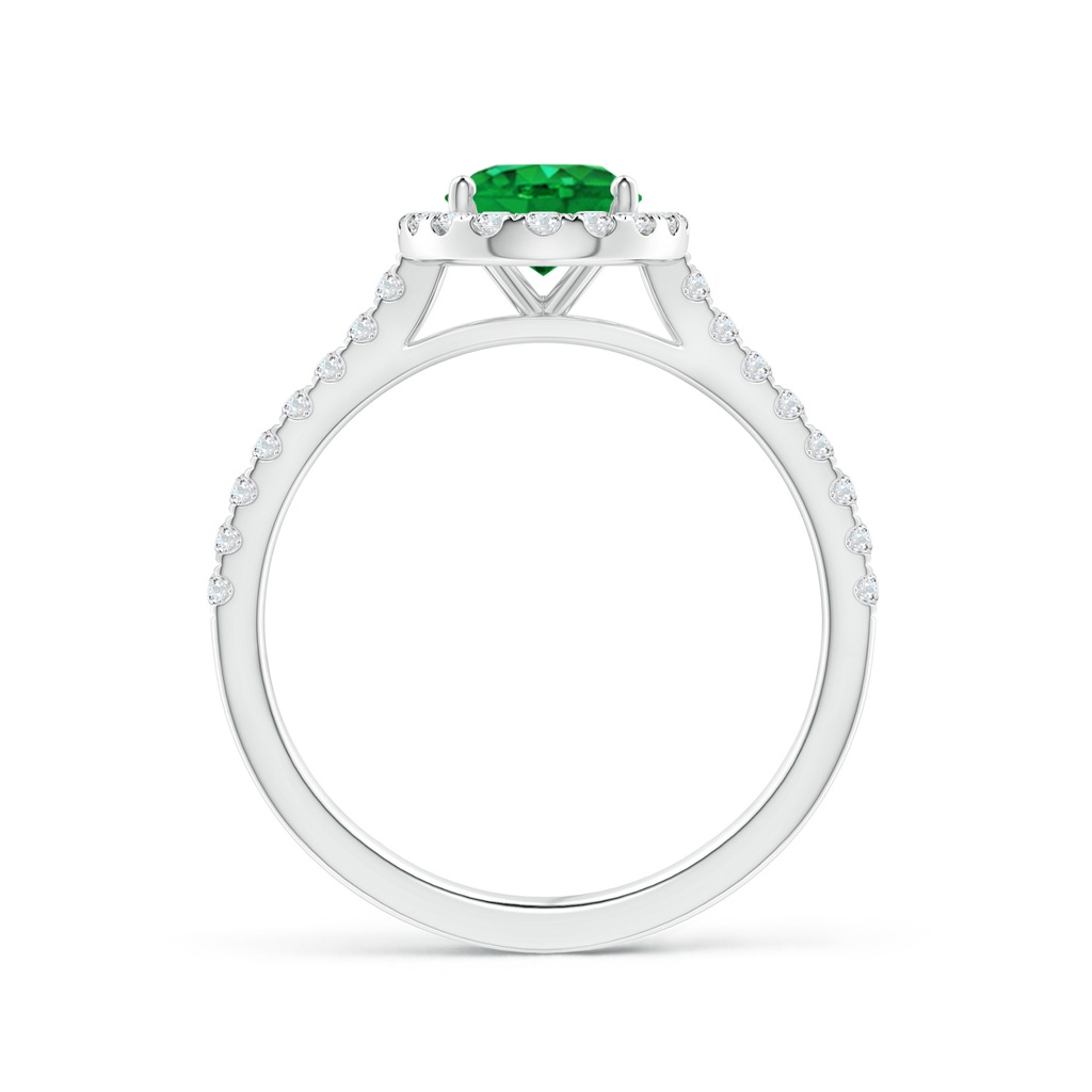 8x6mm AAA Oval Emerald Halo Ring with Diamond Accents in White Gold Side 199