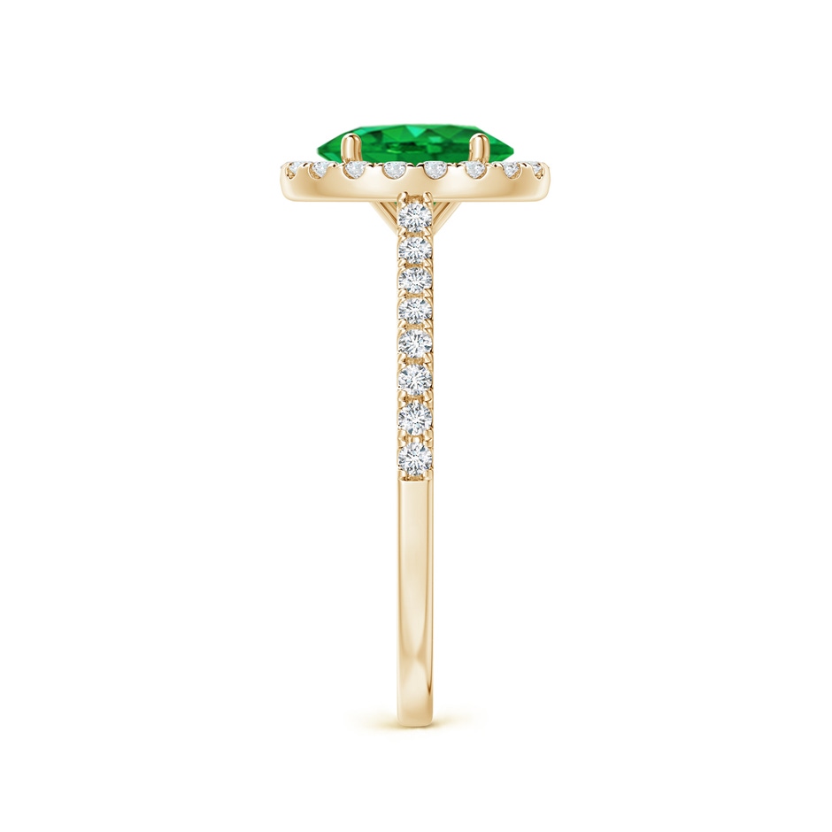 8x6mm AAA Oval Emerald Halo Ring with Diamond Accents in Yellow Gold side 299