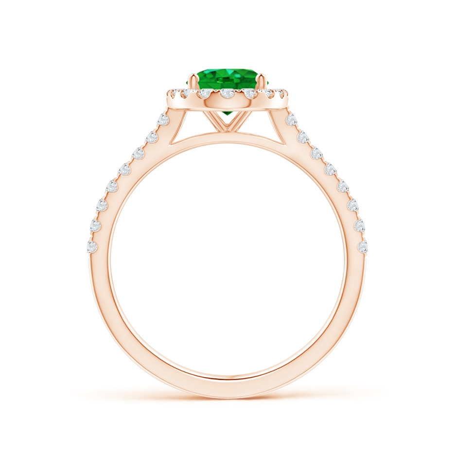 8x6mm AAAA Oval Emerald Halo Ring with Diamond Accents in Rose Gold side 199