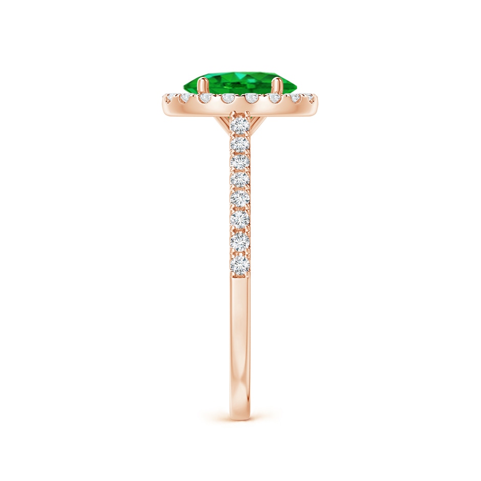 8x6mm AAAA Oval Emerald Halo Ring with Diamond Accents in Rose Gold side 299