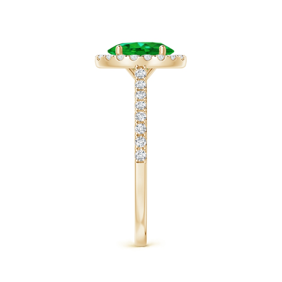8x6mm AAAA Oval Emerald Halo Ring with Diamond Accents in Yellow Gold side 299