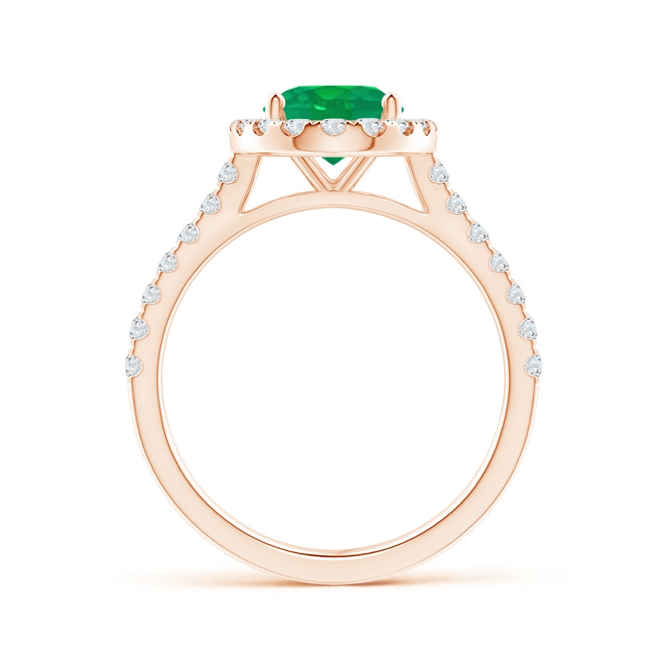 9x7mm AA Oval Emerald Halo Ring with Diamond Accents in Rose Gold side 199