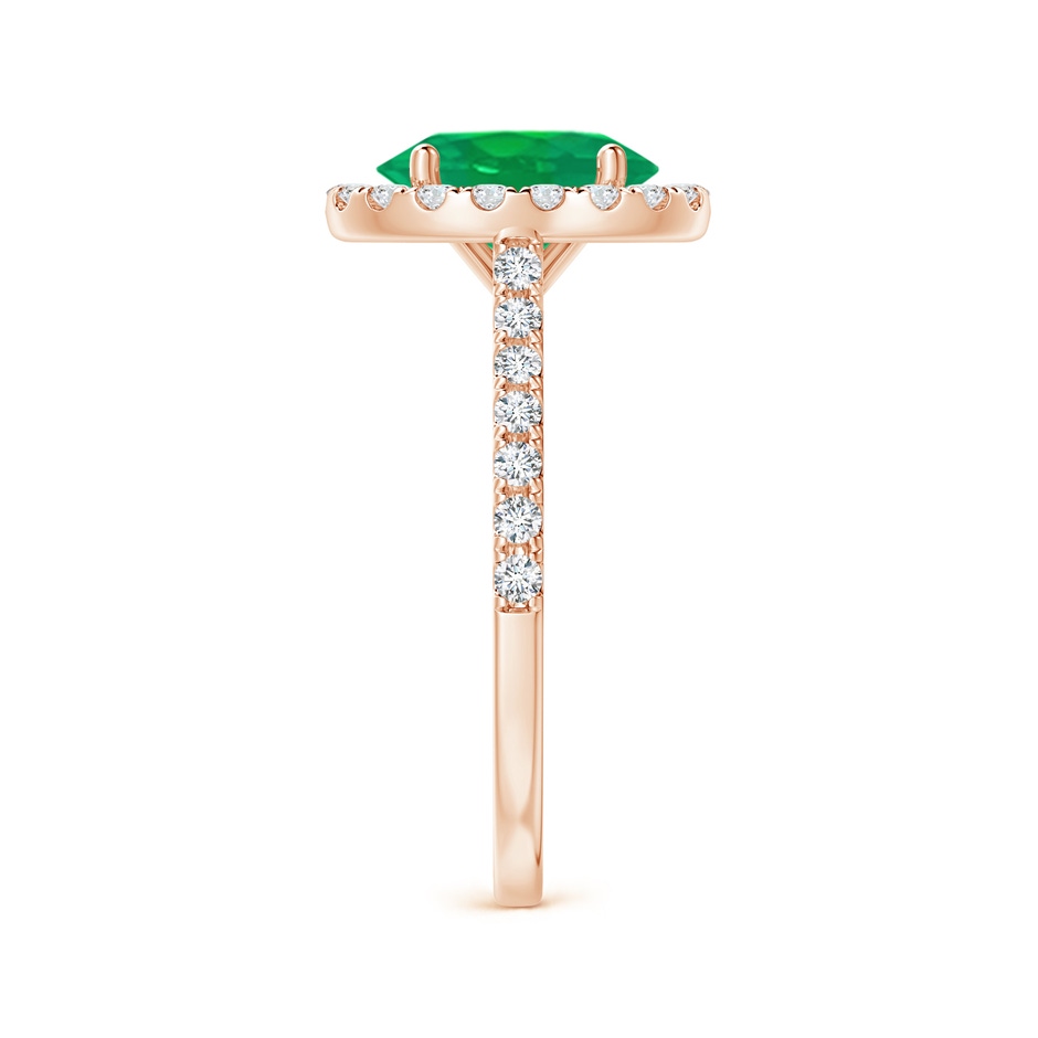 9x7mm AA Oval Emerald Halo Ring with Diamond Accents in Rose Gold side 299
