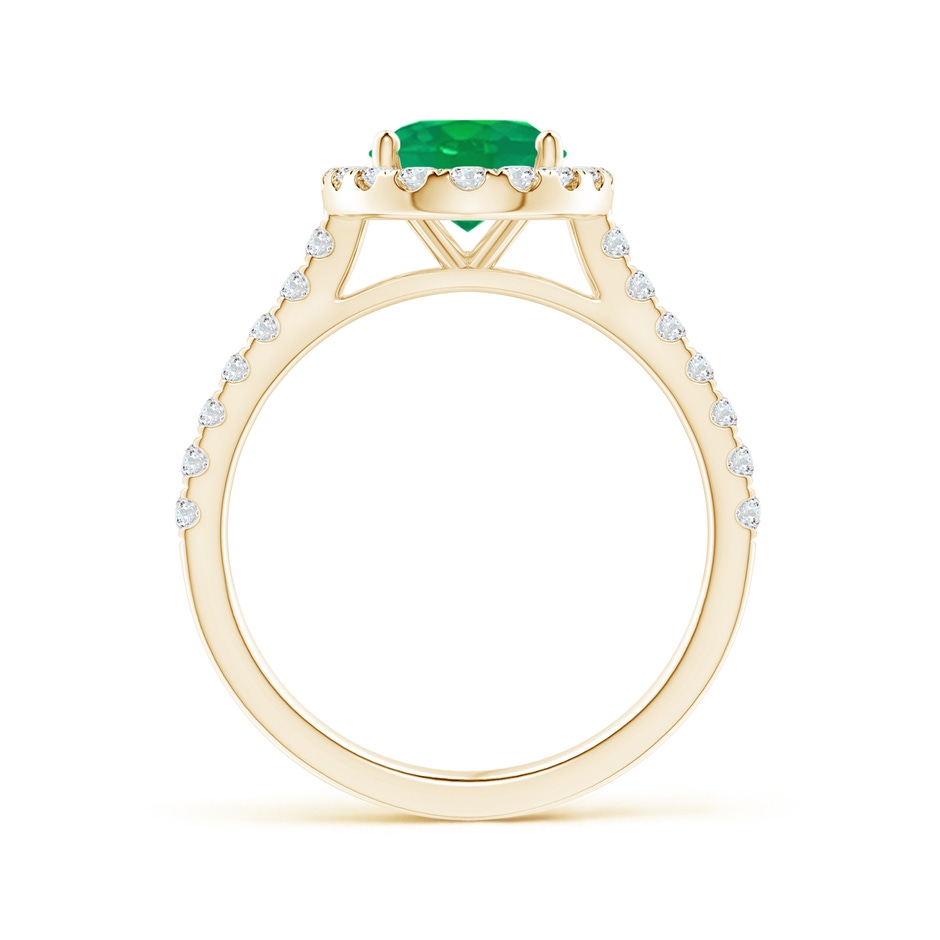 9x7mm AA Oval Emerald Halo Ring with Diamond Accents in Yellow Gold side 199