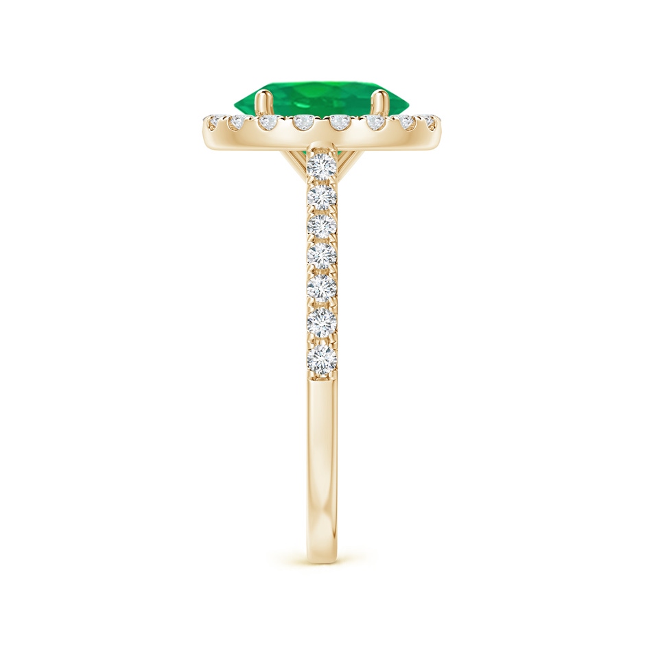 9x7mm AA Oval Emerald Halo Ring with Diamond Accents in Yellow Gold side 299