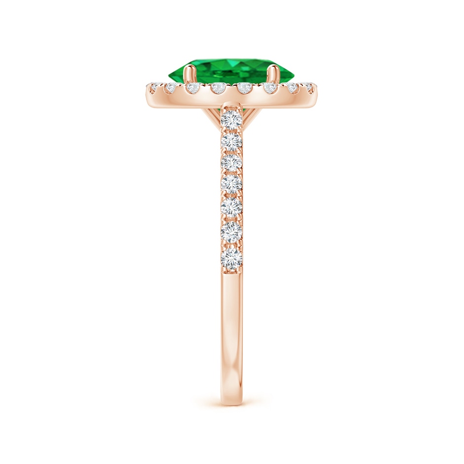 9x7mm AAA Oval Emerald Halo Ring with Diamond Accents in Rose Gold side 299