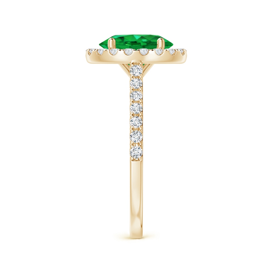 9x7mm AAA Oval Emerald Halo Ring with Diamond Accents in Yellow Gold side 299