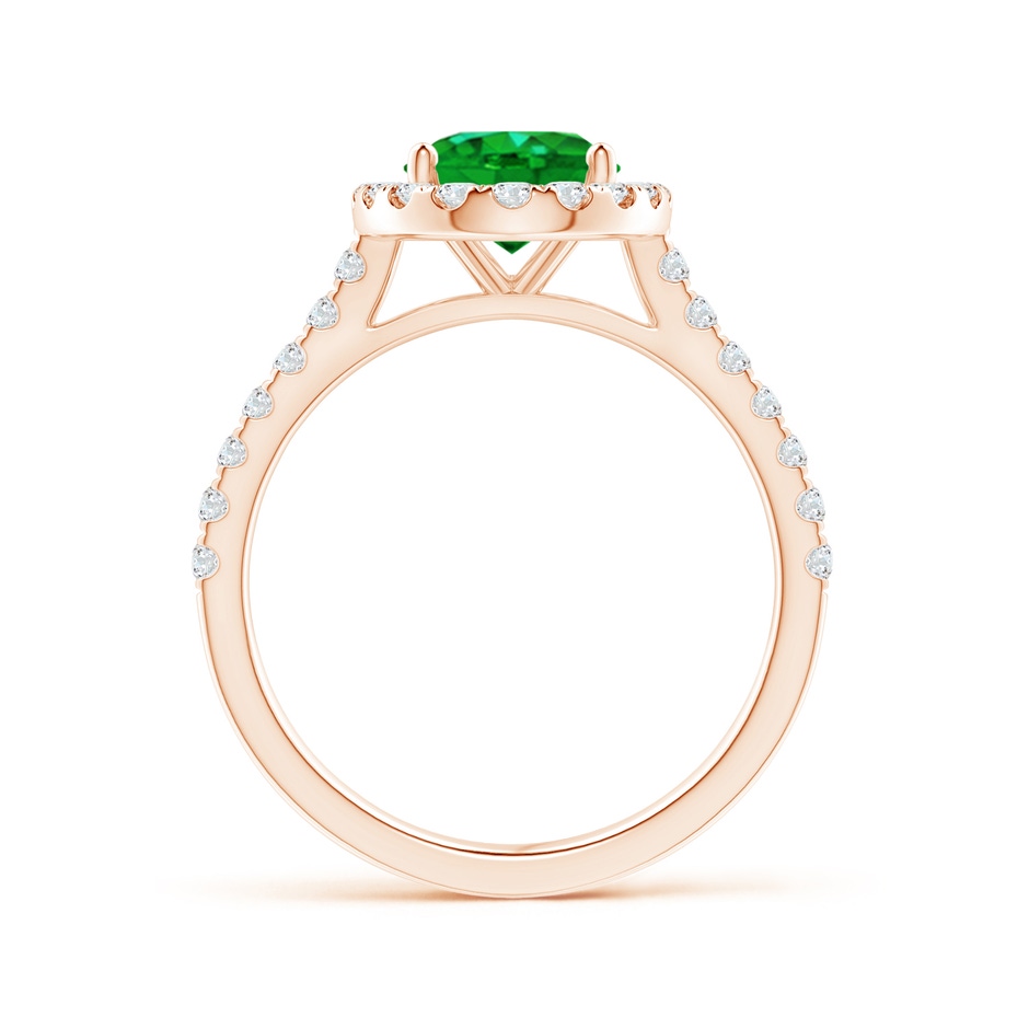 9x7mm AAAA Oval Emerald Halo Ring with Diamond Accents in Rose Gold side 199