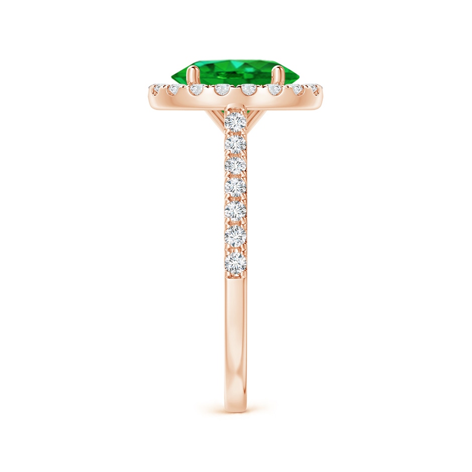 9x7mm AAAA Oval Emerald Halo Ring with Diamond Accents in Rose Gold side 299