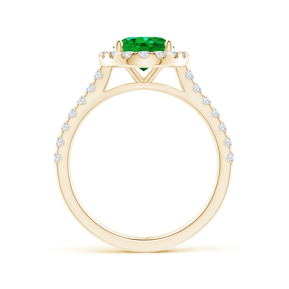 9x7mm AAAA Oval Emerald Halo Ring with Diamond Accents in Yellow Gold side 199