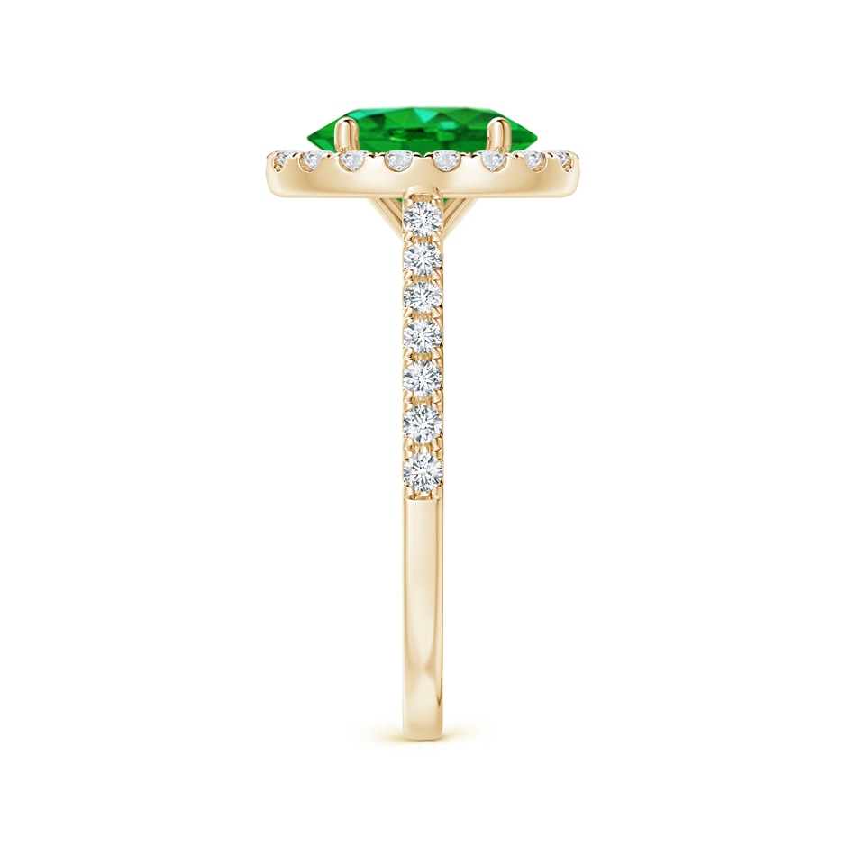 9x7mm AAAA Oval Emerald Halo Ring with Diamond Accents in Yellow Gold side 299