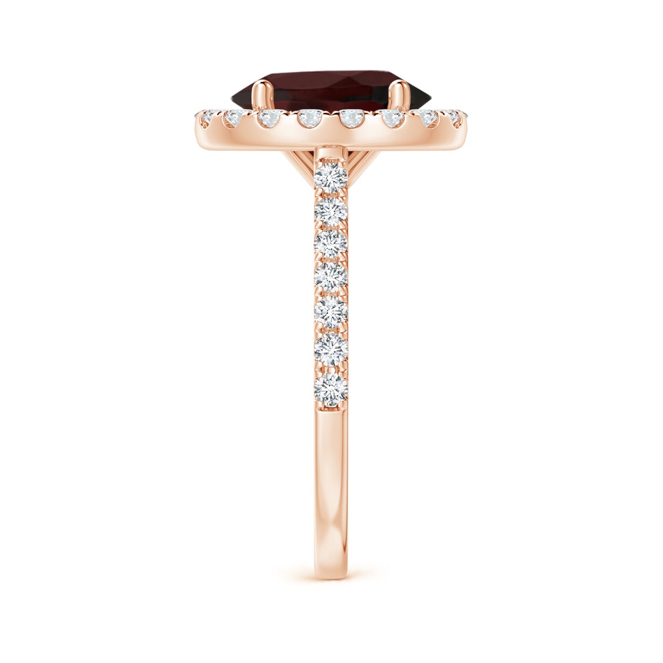 10x8mm A Oval Garnet Halo Ring with Diamond Accents in Rose Gold side-2