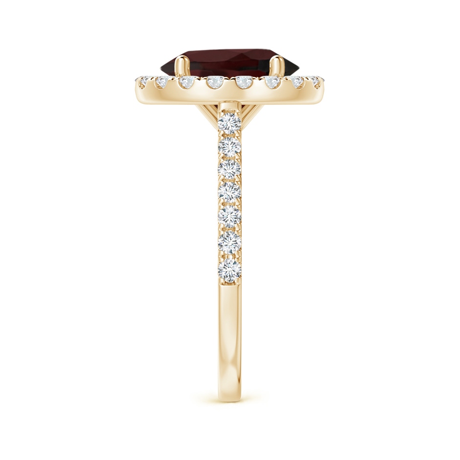 10x8mm A Oval Garnet Halo Ring with Diamond Accents in Yellow Gold side-2