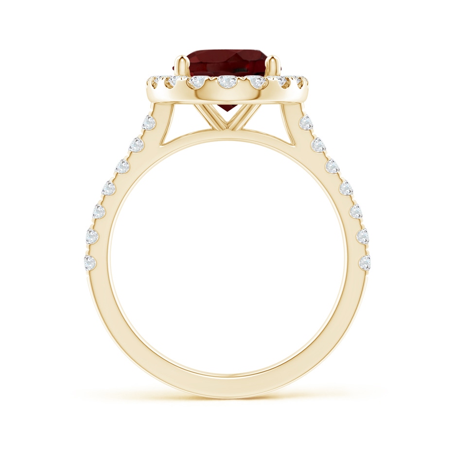 10x8mm AAA Oval Garnet Halo Ring with Diamond Accents in Yellow Gold side-1