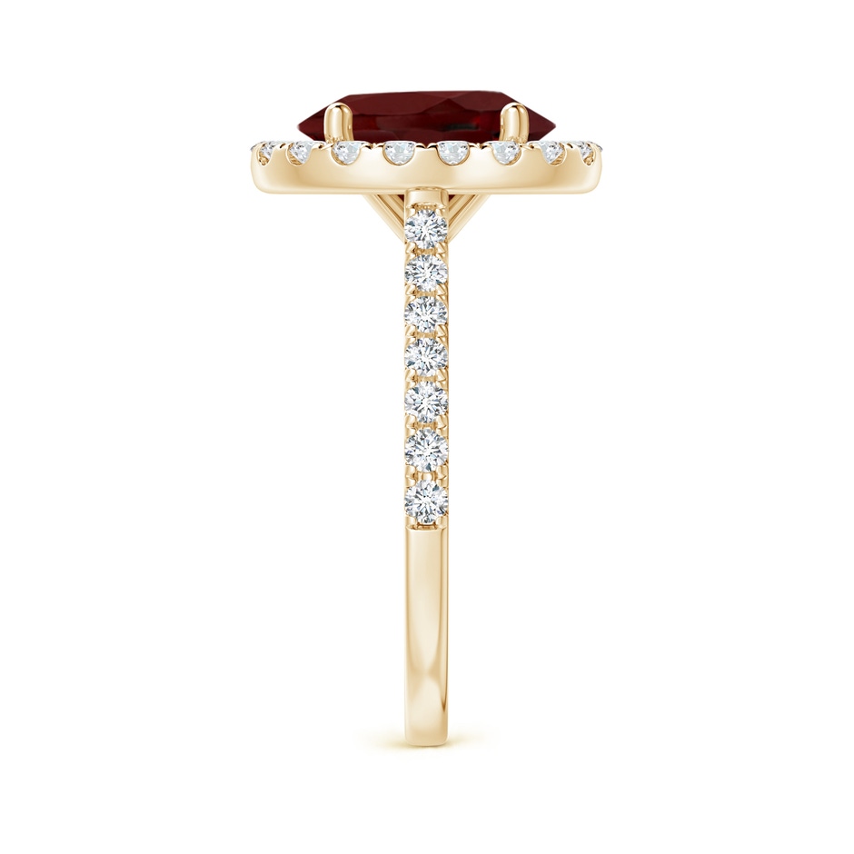 10x8mm AAA Oval Garnet Halo Ring with Diamond Accents in Yellow Gold side-2