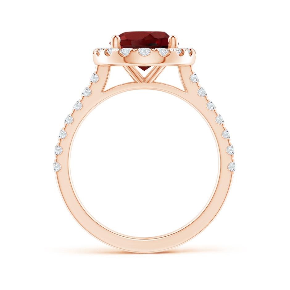 10x8mm AAAA Oval Garnet Halo Ring with Diamond Accents in Rose Gold side-1