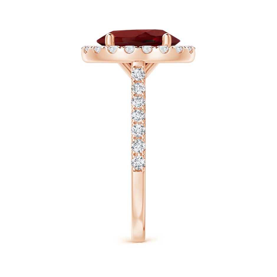 10x8mm AAAA Oval Garnet Halo Ring with Diamond Accents in Rose Gold side-2