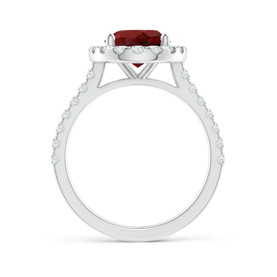 10x8mm AAAA Oval Garnet Halo Ring with Diamond Accents in White Gold side-1