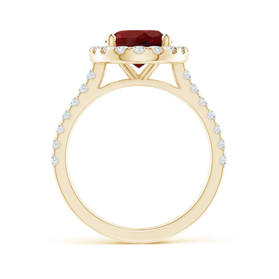 10x8mm AAAA Oval Garnet Halo Ring with Diamond Accents in Yellow Gold side-1