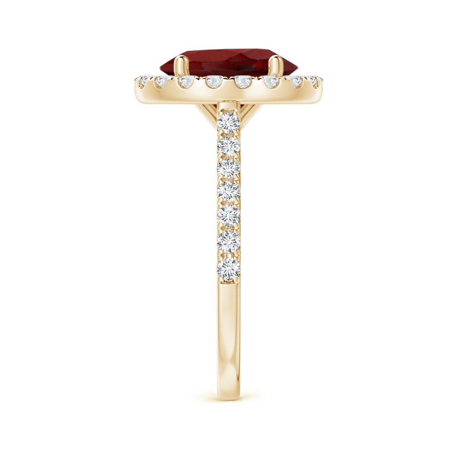 10x8mm AAAA Oval Garnet Halo Ring with Diamond Accents in Yellow Gold side-2