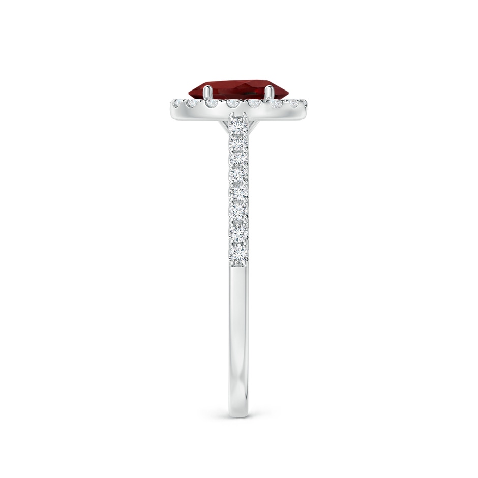 7x5mm AAAA Oval Garnet Halo Ring with Diamond Accents in White Gold side-2