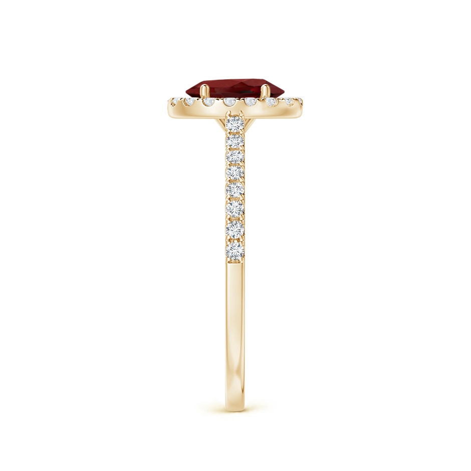 7x5mm AAAA Oval Garnet Halo Ring with Diamond Accents in Yellow Gold side-2