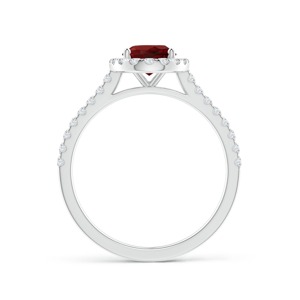 8x6mm AAAA Oval Garnet Halo Ring with Diamond Accents in White Gold Side-1